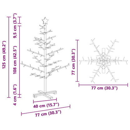 Houten kerstboom met standaard Bruin 125 cm Massief grenenhout