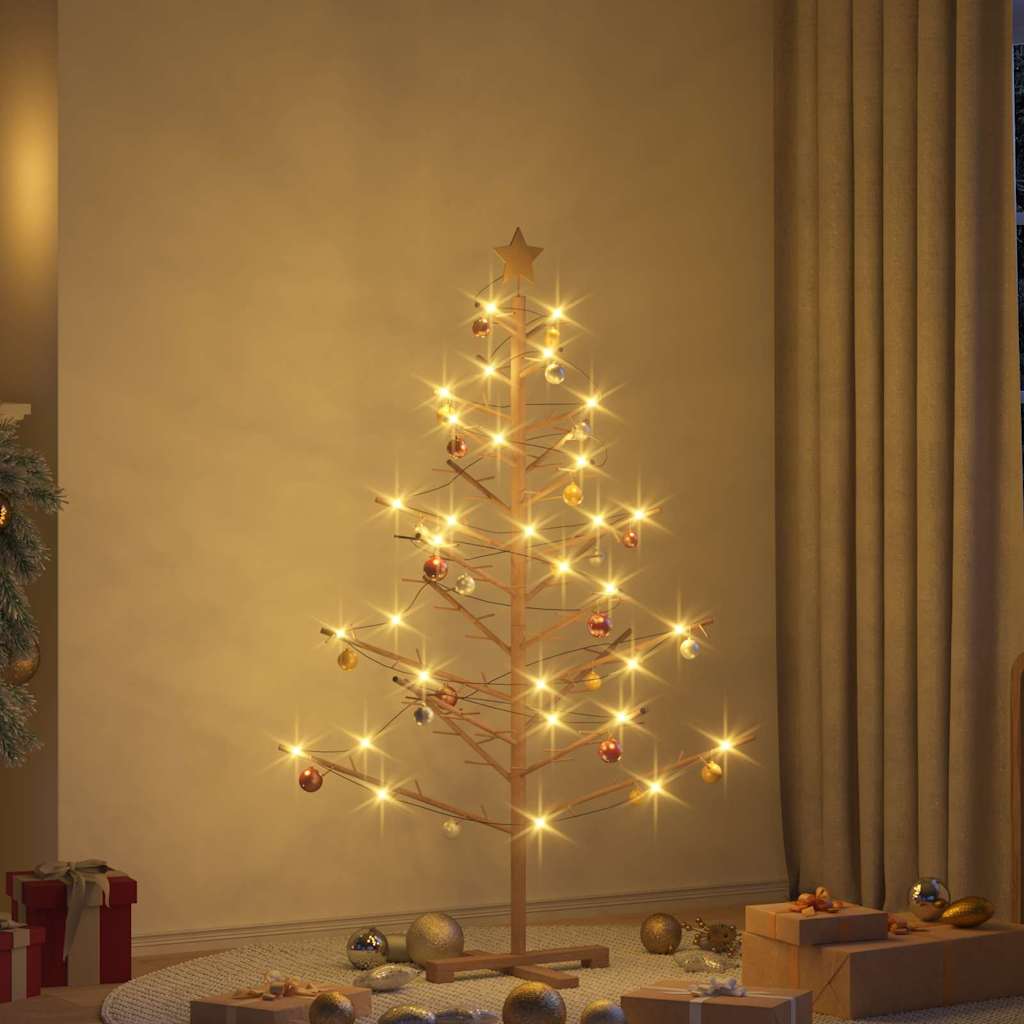 Houten kerstboom met standaard Bruin 150 cm Massief grenenhout