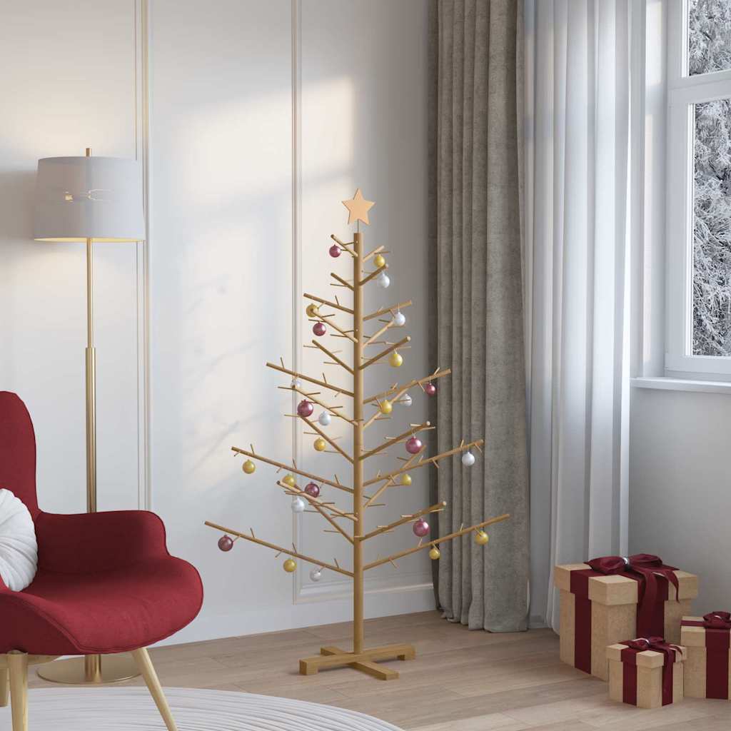 Houten kerstboom met standaard Bruin 150 cm Massief grenenhout