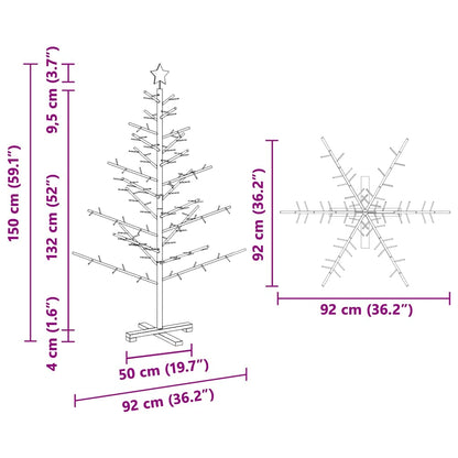 Houten kerstboom met standaard Bruin 150 cm Massief grenenhout