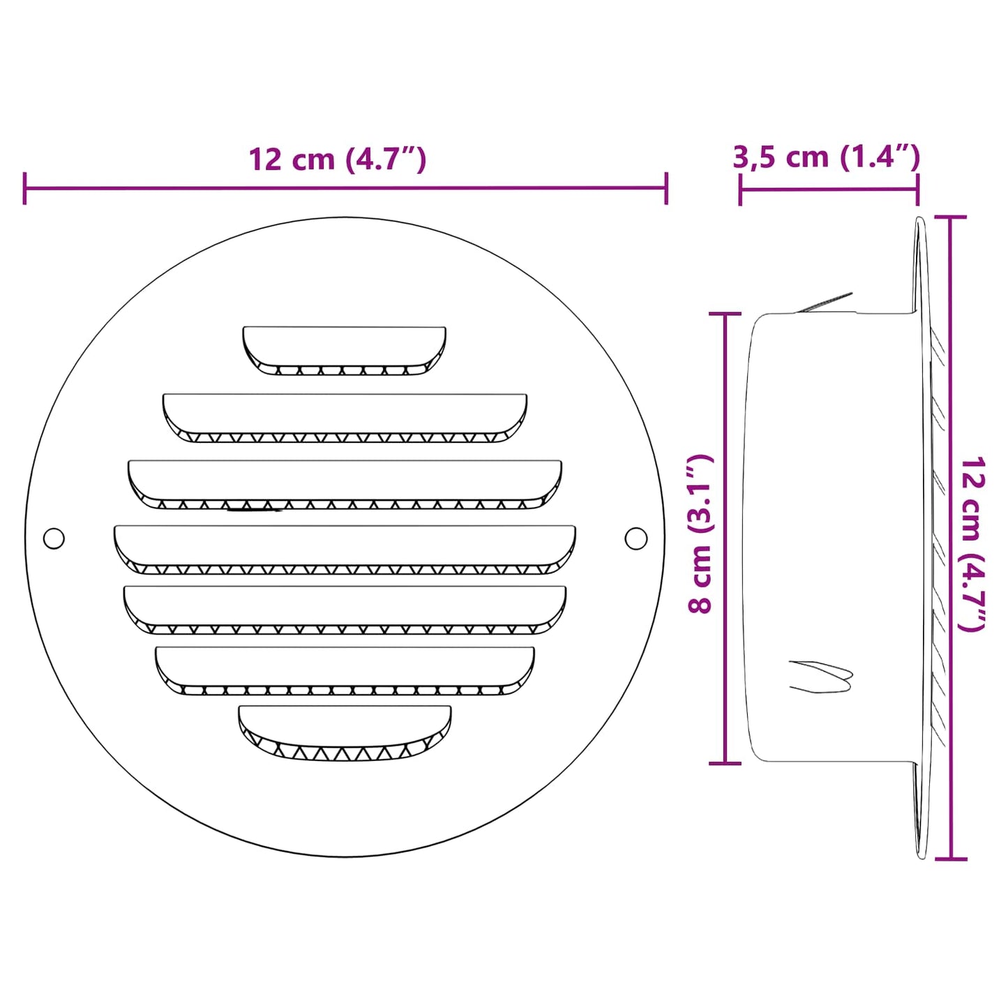 Luchtventilatie roosters 4 pcs Zilver 80 mm Roestvrij staal