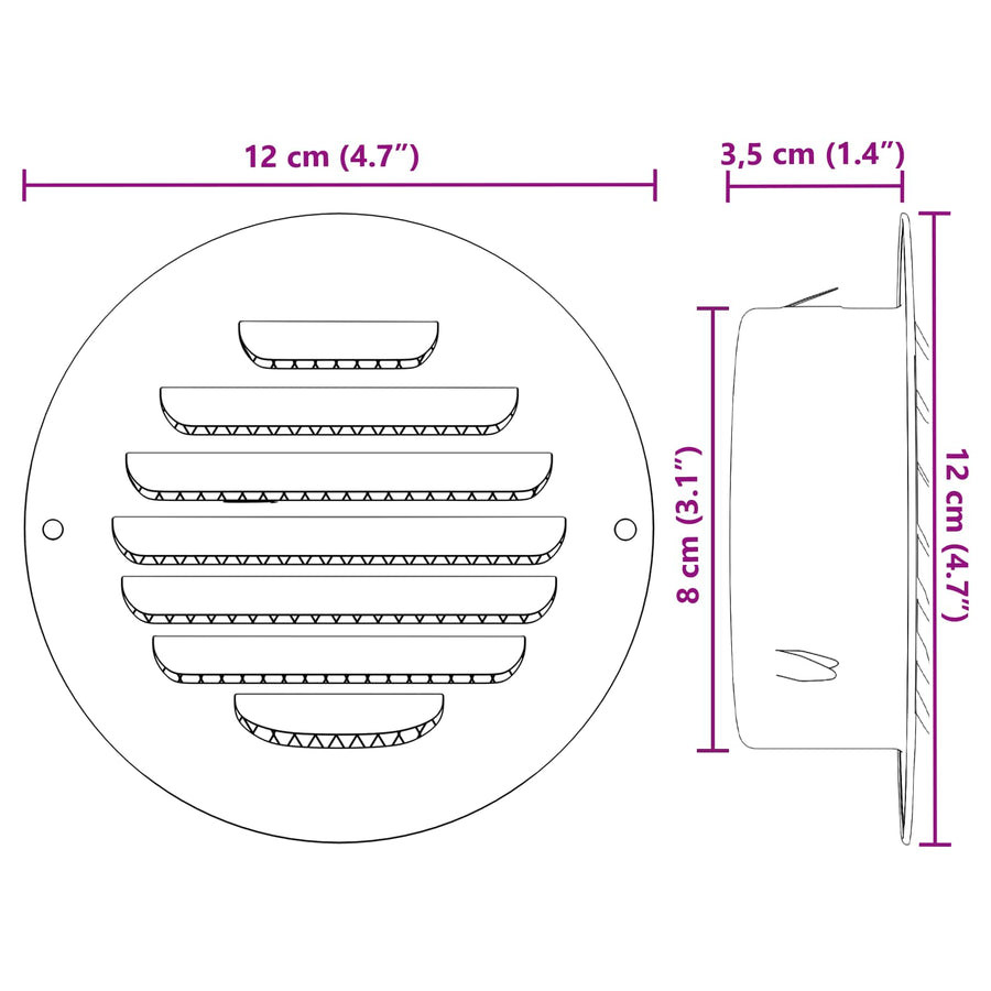 Luchtventilatie roosters 4 pcs Zilver 80 mm Roestvrij staal