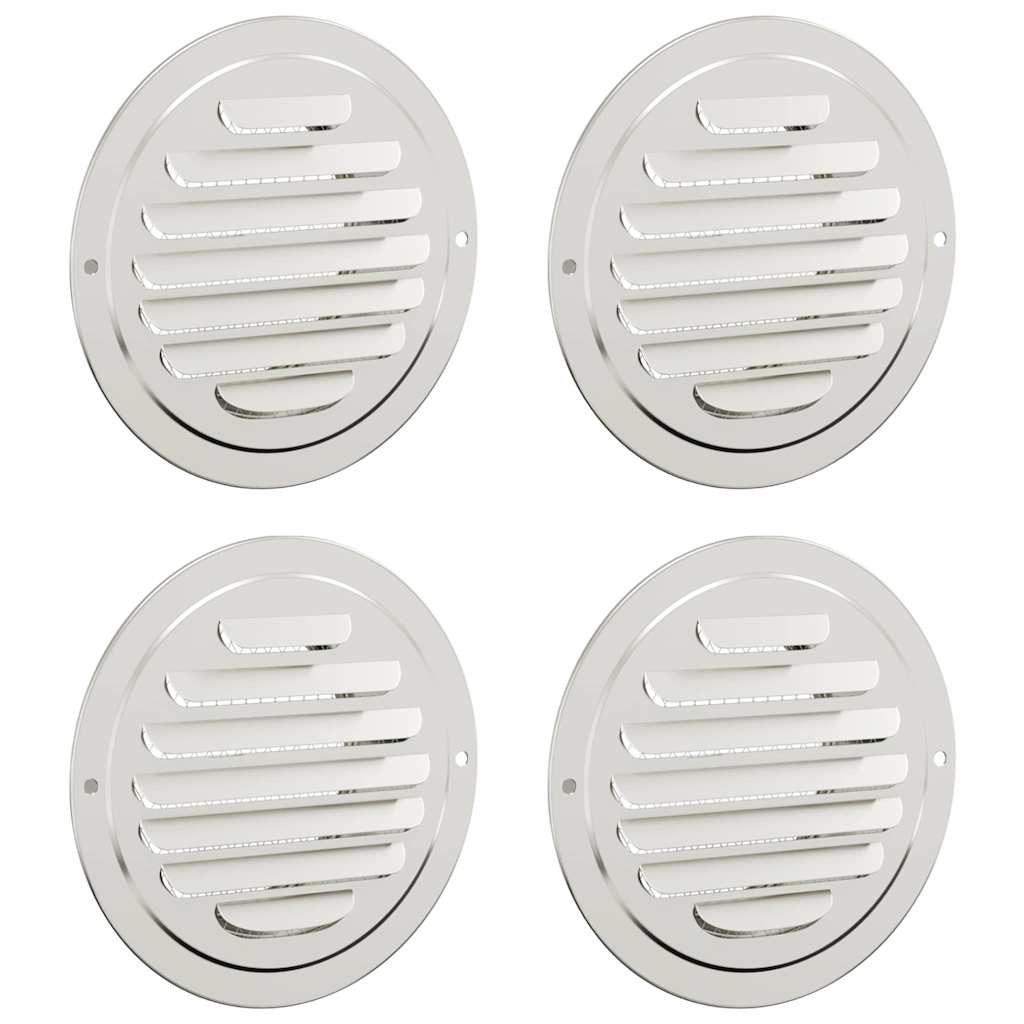 Luchtventilatie roosters 4 pcs Zilver 100 mm Roestvrij staal