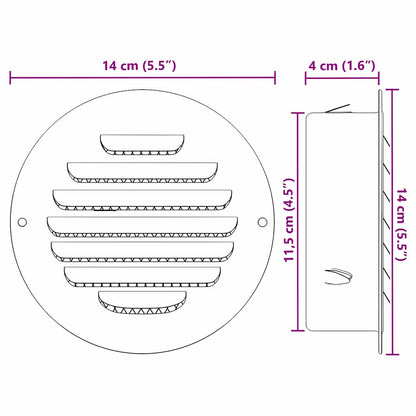 Luchtventilatie roosters 4 pcs Zilver 125 mm Roestvrij staal