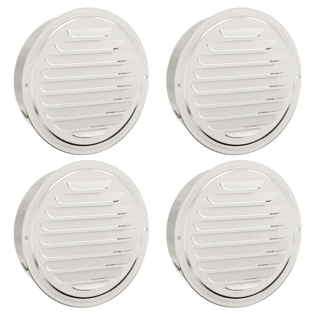 Luchtventilatie roosters 4 pcs Zilver 200 mm Roestvrij staal