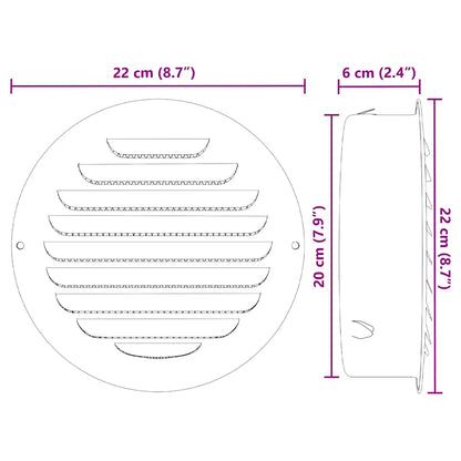 Luchtventilatie roosters 4 pcs Zilver 200 mm Roestvrij staal