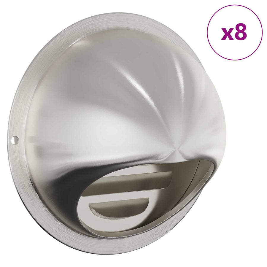 Luchtventilatie roosters 8 pcs Zilver 80 mm Roestvrij staal