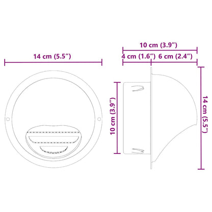 Luchtventilatie roosters 2 pcs Zilver 100 mm Roestvrij staal
