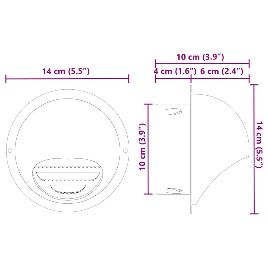 Luchtventilatie roosters 8 pcs Zilver 100 mm Roestvrij staal