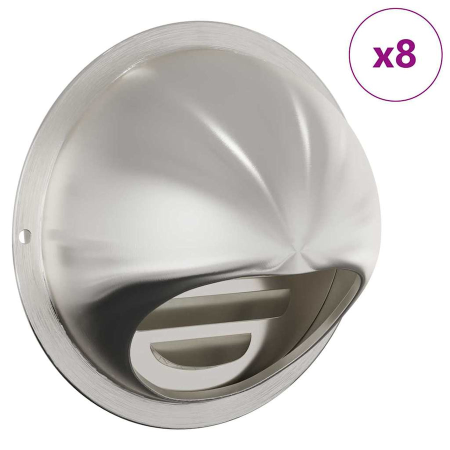 Luchtventilatie roosters 8 pcs Zilver 100 mm Roestvrij staal