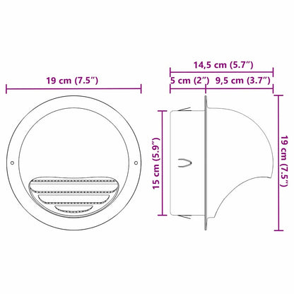 Luchtventilatie roosters 8 pcs Zilver 150 mm Roestvrij staal