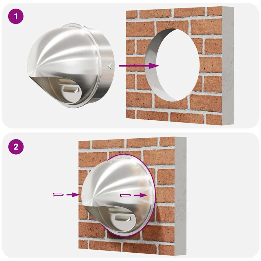Luchtventilatie roosters 8 pcs Zilver 200 mm Roestvrij staal