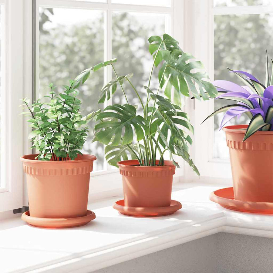 Ronde Bloempot 6 pcs Baksteenrood Ø 12,5 x 10 cm Kunststof