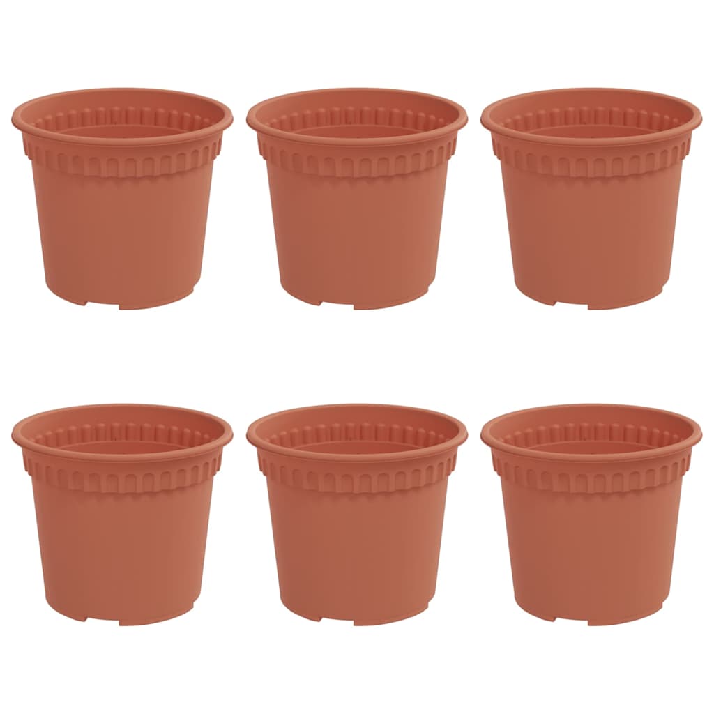Ronde Bloempot 6 pcs Baksteenrood Ø 12,5 x 10 cm Kunststof