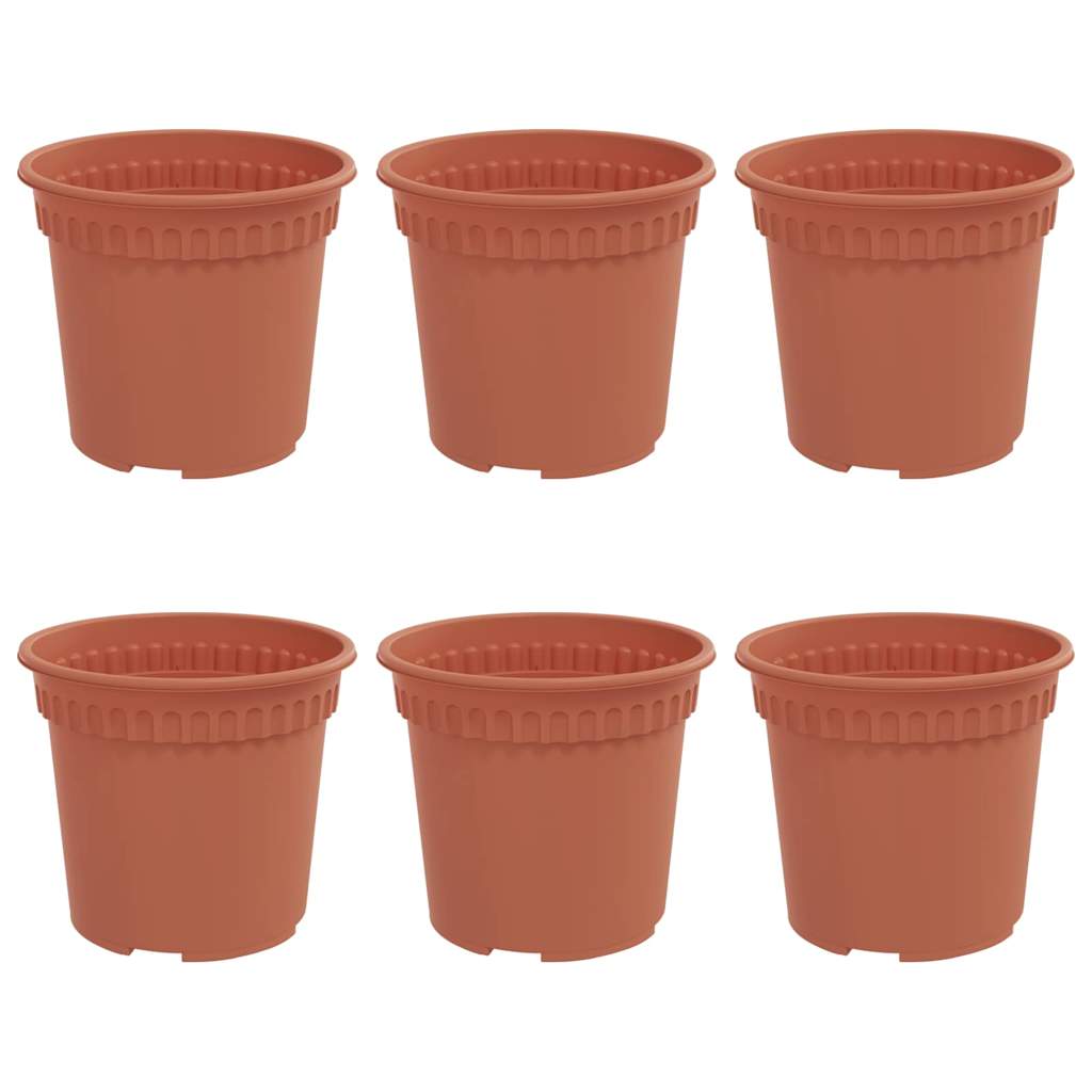 Ronde Bloempot 6 pcs Baksteenrood Ø 15 x 12 cm Kunststof