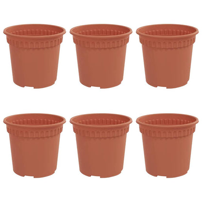 Ronde Bloempot 6 pcs Baksteenrood Ø 15 x 12 cm Kunststof