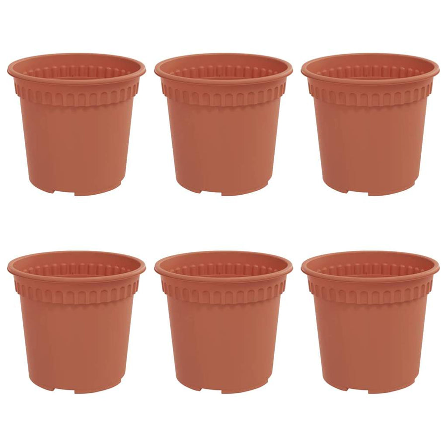 Ronde Bloempot 6 pcs Baksteenrood Ø 15 x 12 cm Kunststof