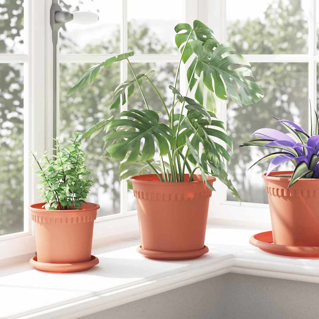 Ronde Bloempot 6 pcs Baksteenrood Ø 19 x 16 cm Kunststof