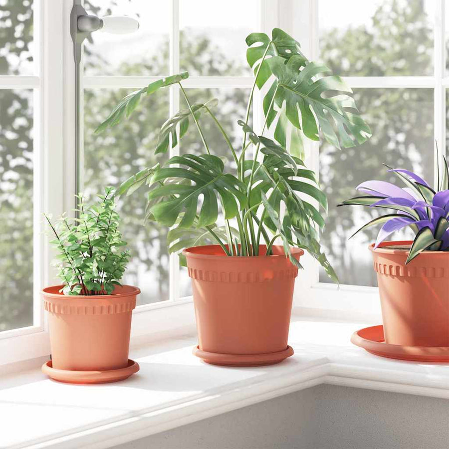 Ronde Bloempot 6 pcs Baksteenrood Ø 19 x 16 cm Kunststof
