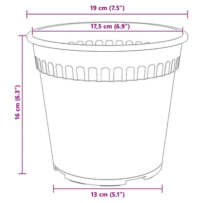 Ronde Bloempot 6 pcs Baksteenrood Ø 19 x 16 cm Kunststof