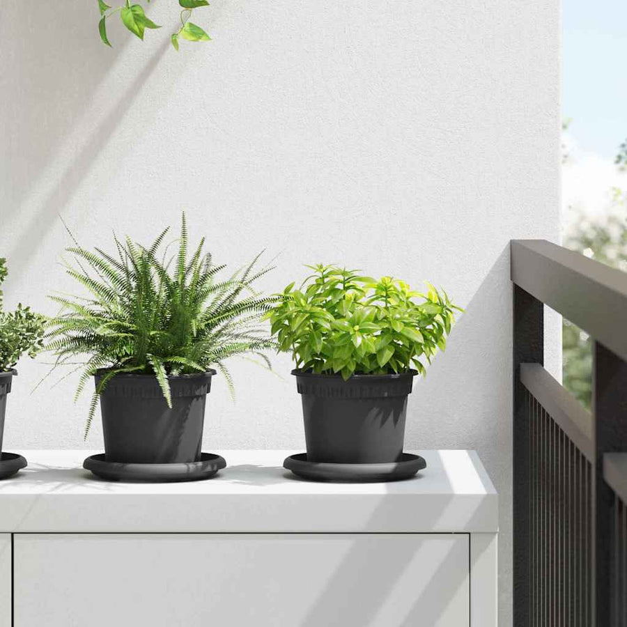 Ronde Bloempot 6 pcs Zwart Ø 12,5 x 10 cm Kunststof