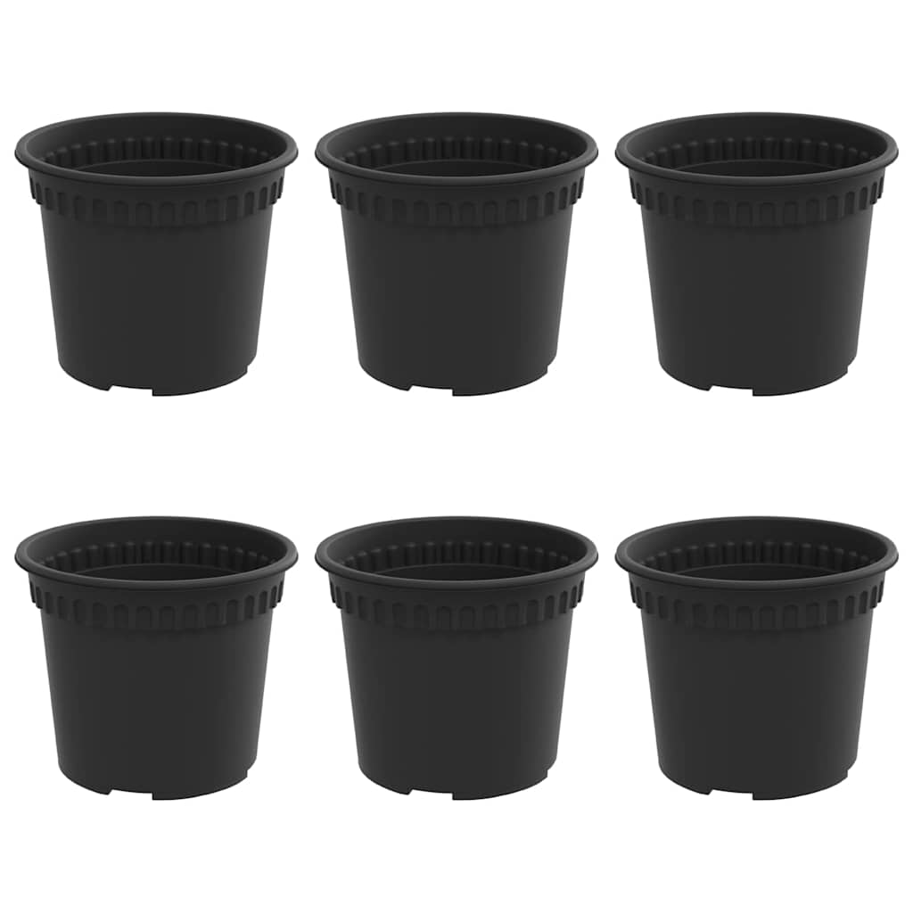 Ronde Bloempot 6 pcs Zwart Ø 12,5 x 10 cm Kunststof