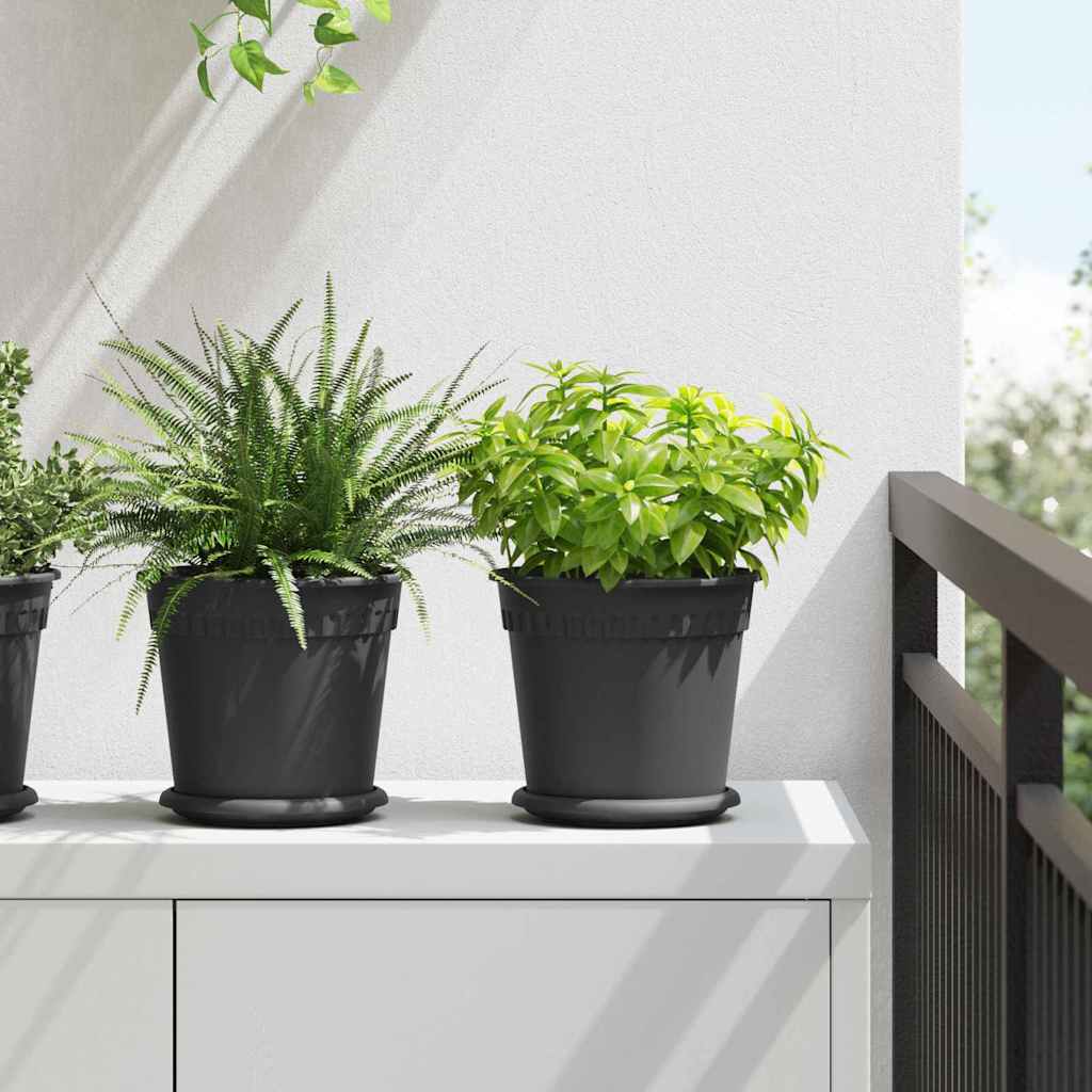 Ronde Bloempot 6 pcs Zwart Ø 19 x 16 cm Kunststof