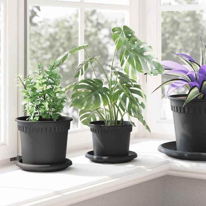 Ronde Bloempot 24 pcs Zwart Ø 12,5 x 10 cm Kunststof