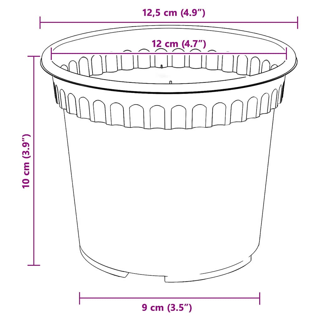 Ronde Bloempot 24 pcs Zwart Ø 12,5 x 10 cm Kunststof