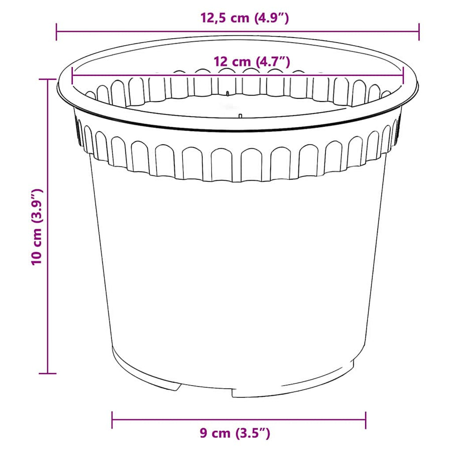 Ronde Bloempot 24 pcs Zwart Ø 12,5 x 10 cm Kunststof