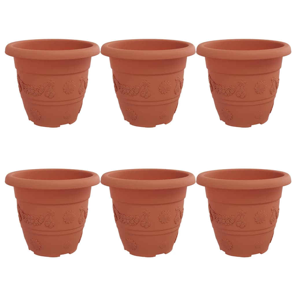 Ronde Bloempot 6 pcs Baksteenrood Ø 26 x 21.5 cm Kunststof