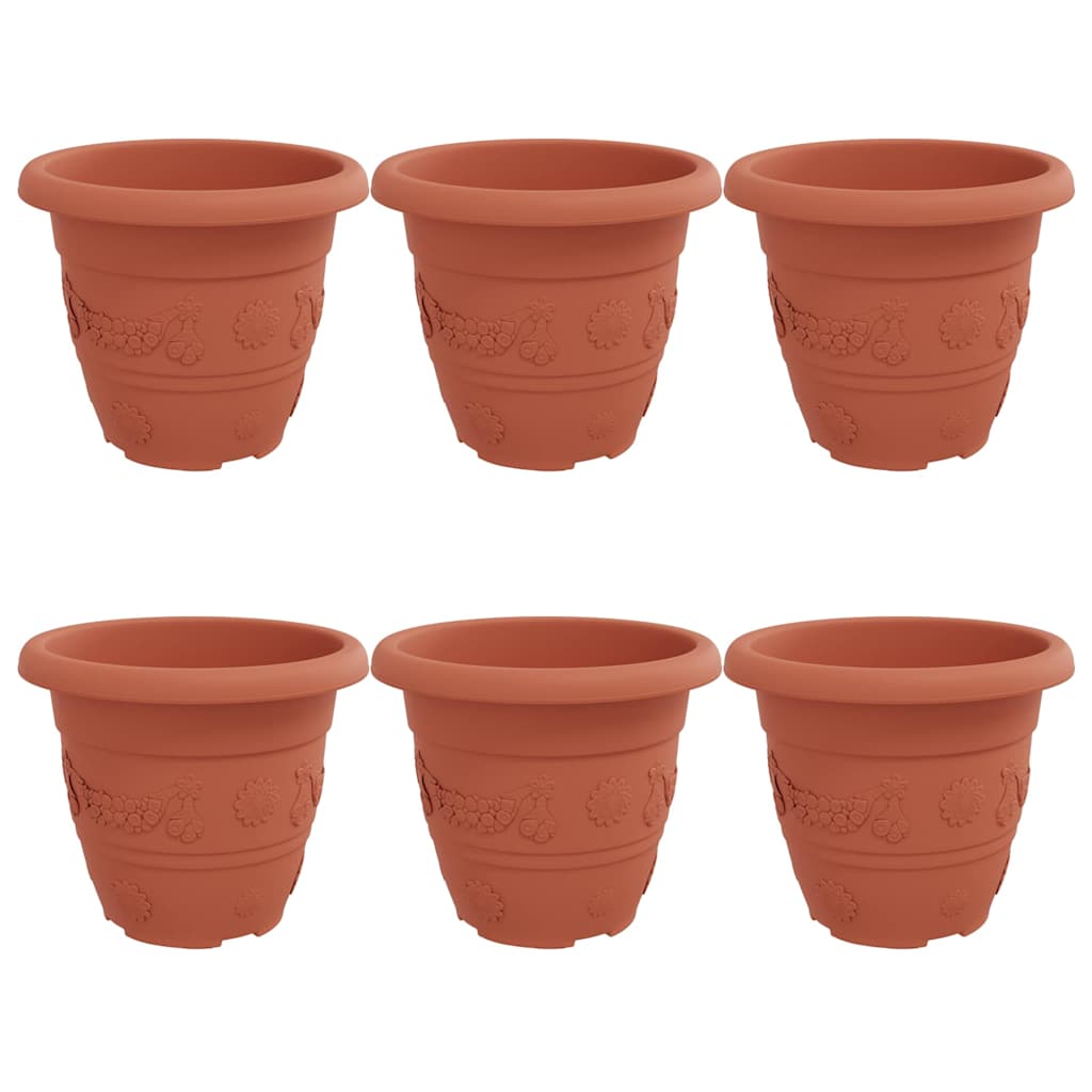 Ronde Bloempot 6 pcs Baksteenrood Ø 26 x 21.5 cm Kunststof