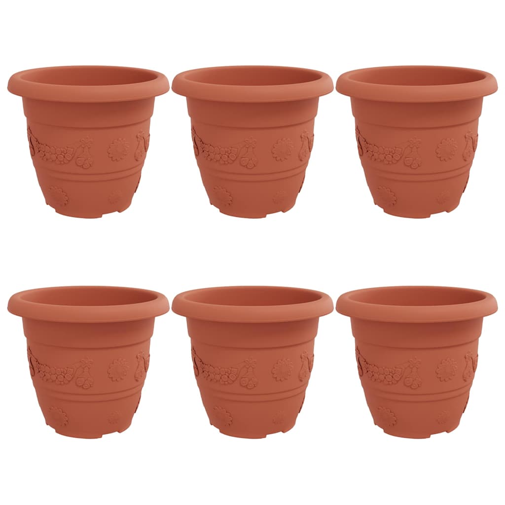 Ronde Bloempot 6 pcs Baksteenrood Ø 26 x 21.5 cm Kunststof