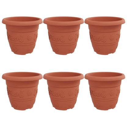 Ronde Bloempot 6 pcs Baksteenrood Ø 26 x 21.5 cm Kunststof