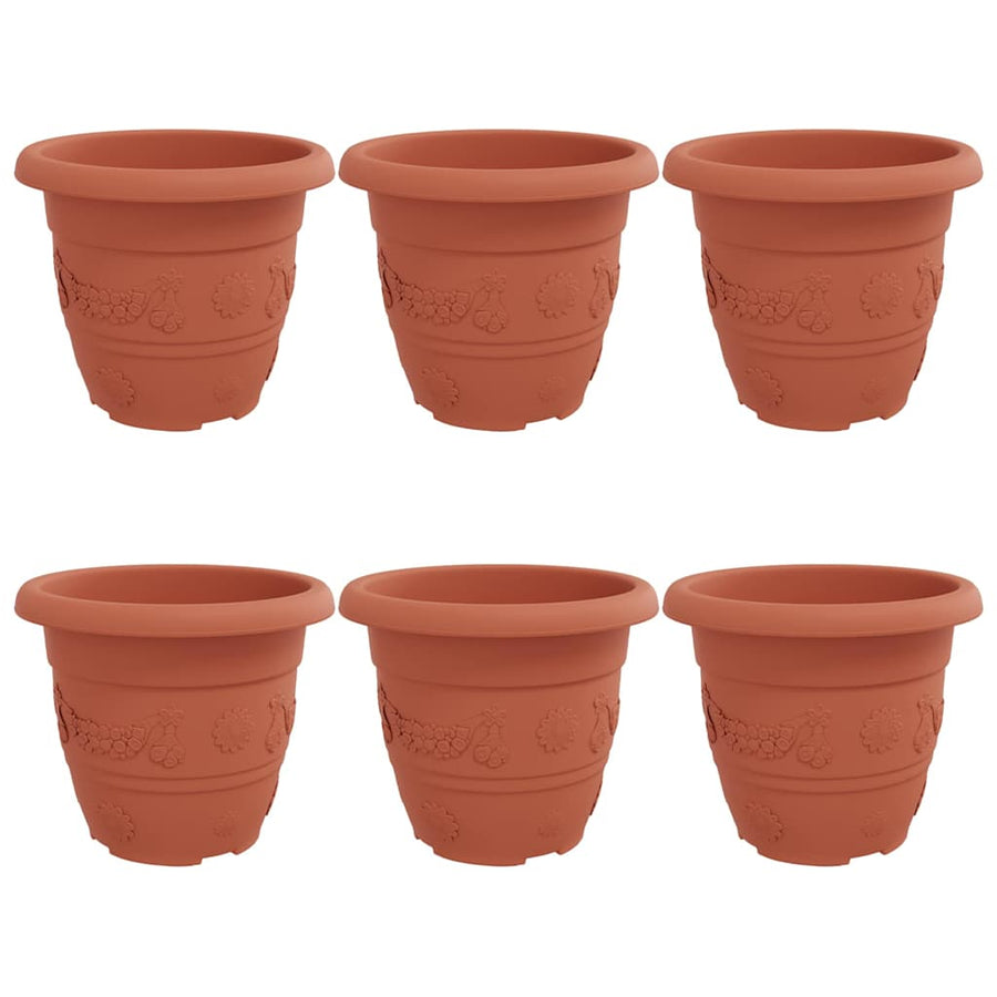 Ronde Bloempot 6 pcs Baksteenrood Ø 26 x 21.5 cm Kunststof