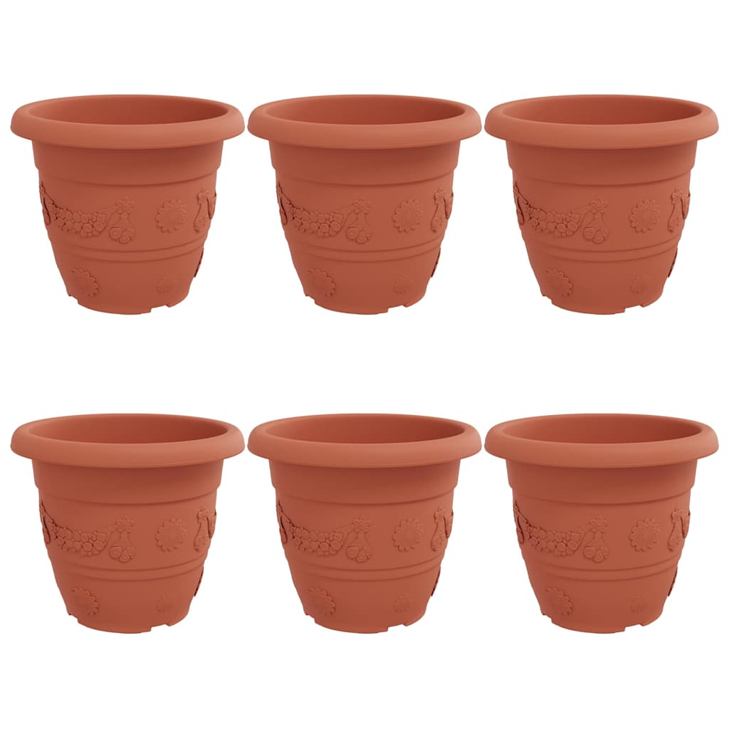 Ronde Bloempot 6 pcs Baksteenrood Ø 26 x 21.5 cm Kunststof