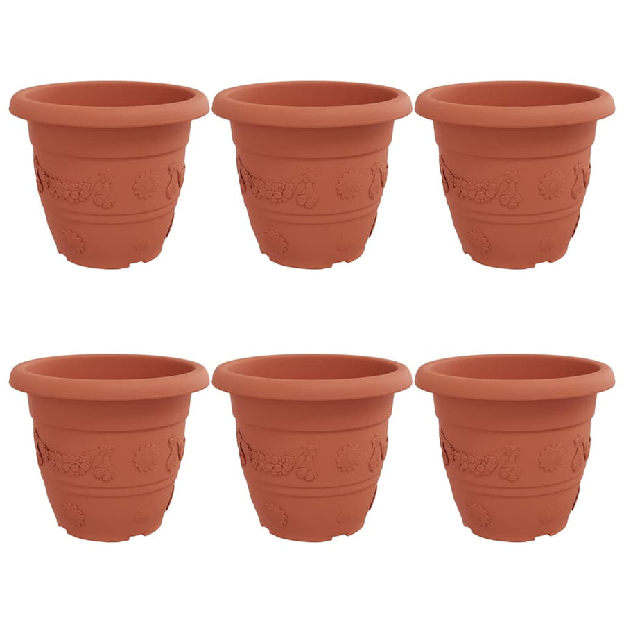 Ronde Bloempot 6 pcs Baksteenrood Ø 26 x 21.5 cm Kunststof