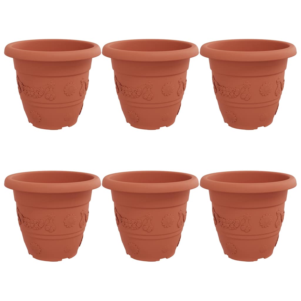 Ronde Bloempot 6 pcs Baksteenrood Ø 26 x 21.5 cm Kunststof