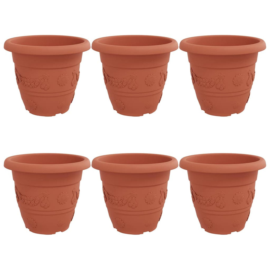 Ronde Bloempot 6 pcs Baksteenrood Ø 26 x 21.5 cm Kunststof