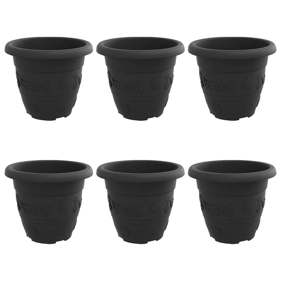 Ronde Bloempot 6 pcs Zwart Ø 26 x 21.5 cm Kunststof