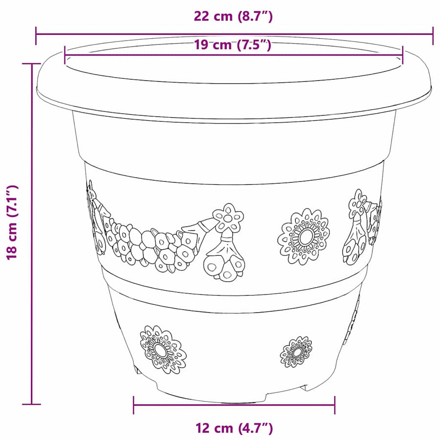 Ronde Bloempot 6 pcs Zwart Ø 26 x 21.5 cm Kunststof