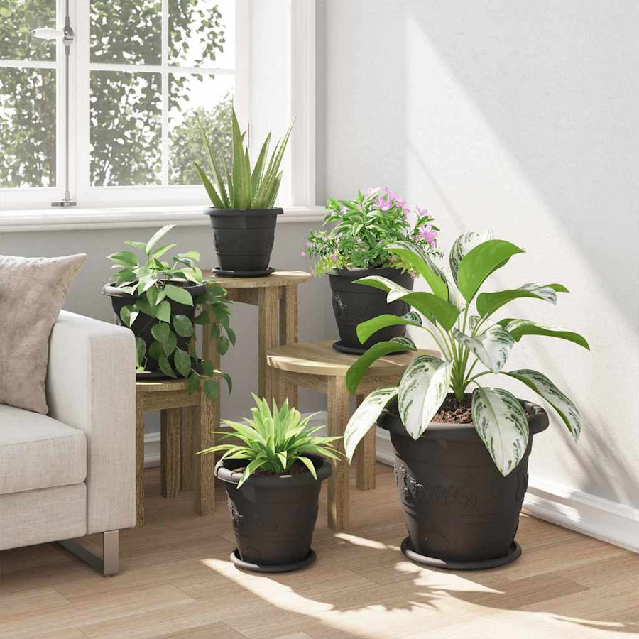 Ronde Bloempot 6 pcs Zwart Ø 26 x 21.5 cm Kunststof