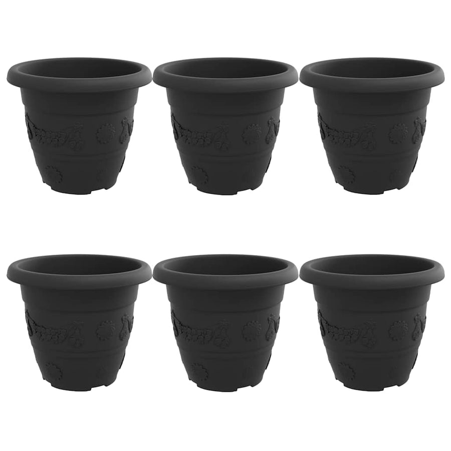 Ronde Bloempot 6 pcs Zwart Ø 26 x 21.5 cm Kunststof