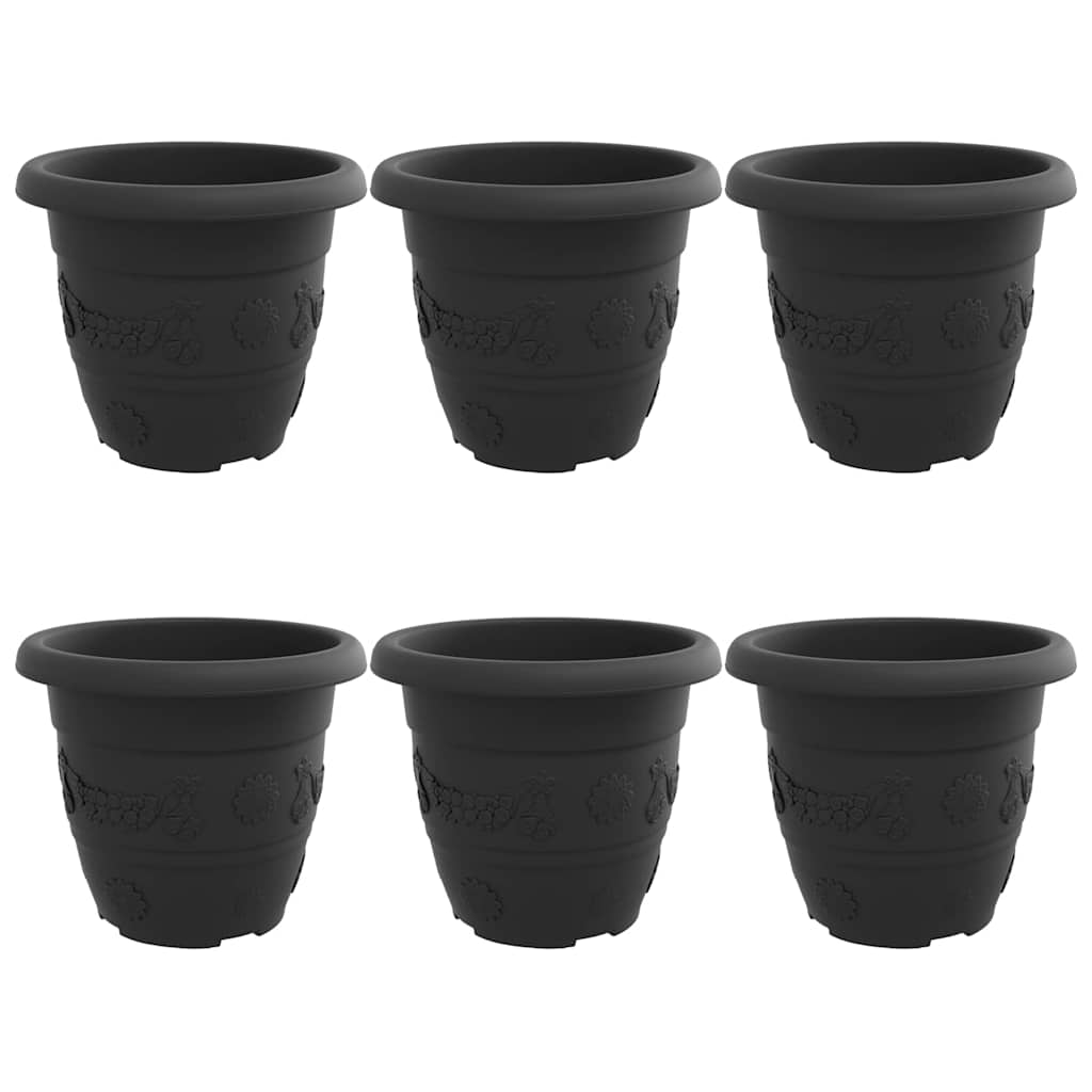 Ronde Bloempot 6 pcs Zwart Ø 26 x 21.5 cm Kunststof