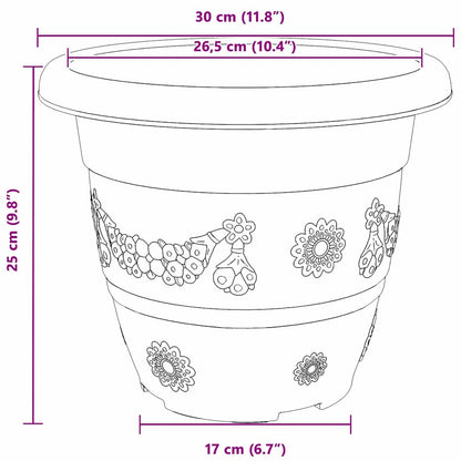 Ronde Bloempot 6 pcs Zwart Ø 26 x 21.5 cm Kunststof
