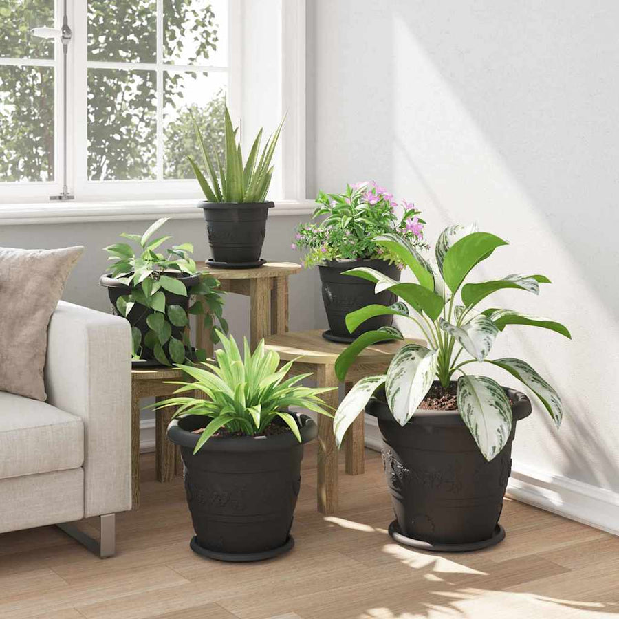 Ronde Bloempot 6 pcs Zwart Ø 26 x 21.5 cm Kunststof