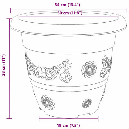 Ronde Bloempot 6 pcs Zwart Ø 26 x 21.5 cm Kunststof