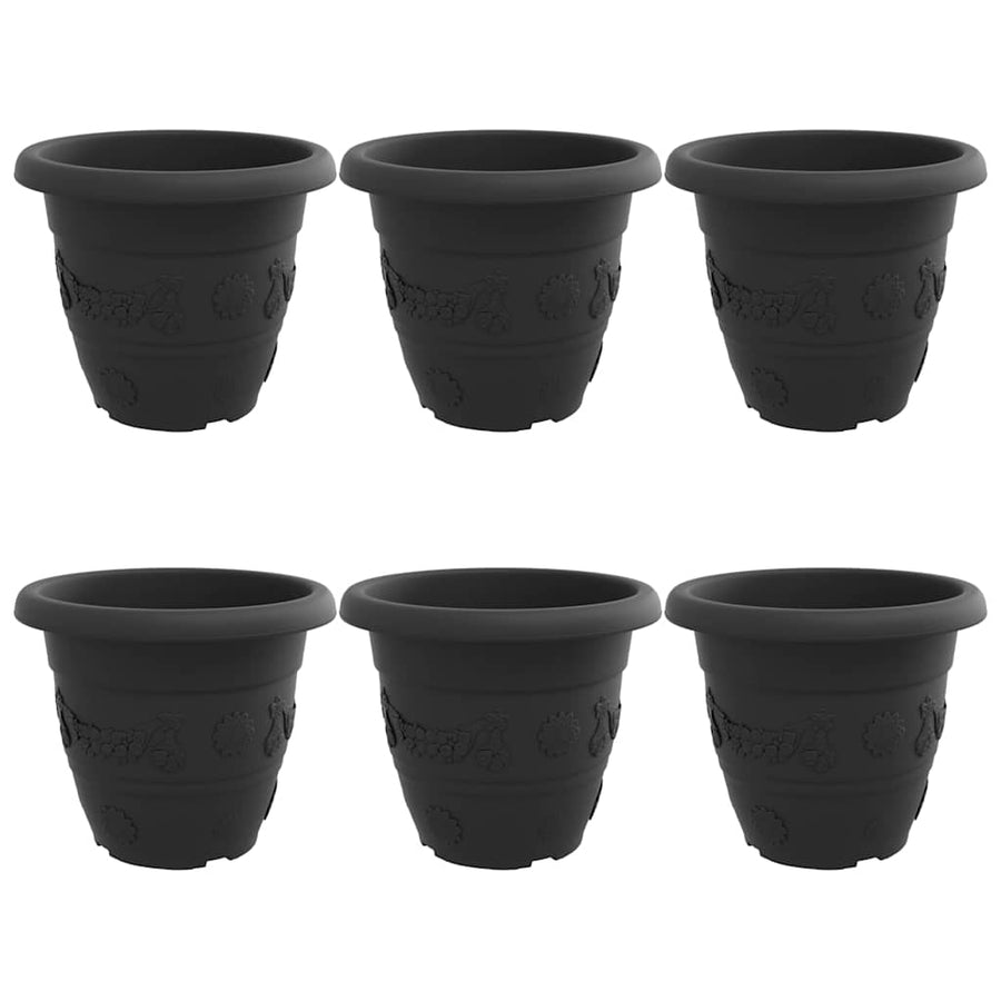 Ronde Bloempot 6 pcs Zwart Ø 26 x 21.5 cm Kunststof