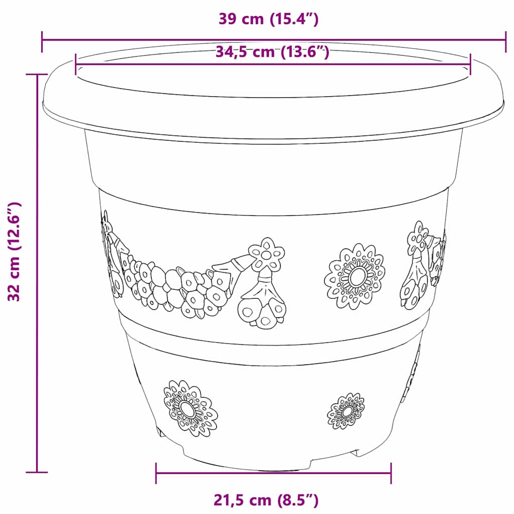 Ronde Bloempot 6 pcs Zwart Ø 26 x 21.5 cm Kunststof