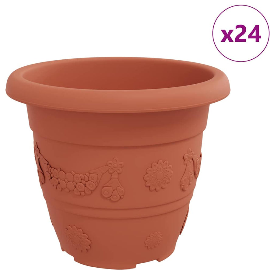 Ronde Bloempot 24 pcs Baksteenrood Ø 26 x 21.5 cm Kunststof